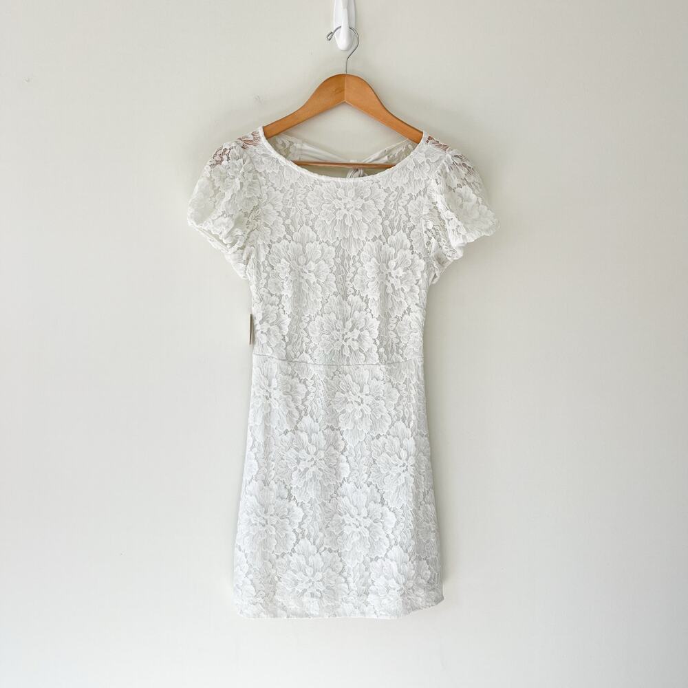 Free People NWT Hailee White Ivory Lace Back Tie Mini Dress, Size XS - Picture 3 of 13